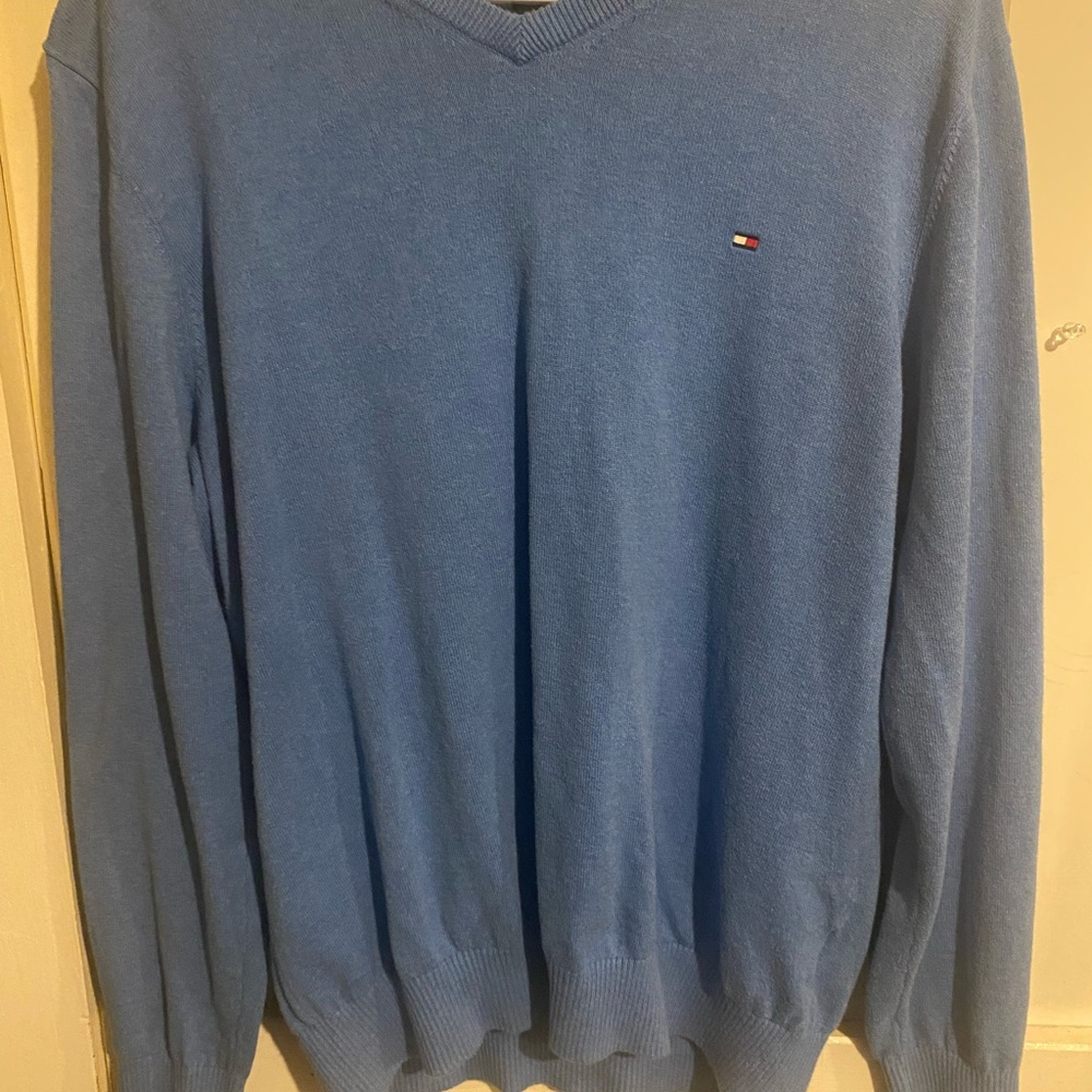 Blue Tommy Hilfiger V-Neck Sweater Size L